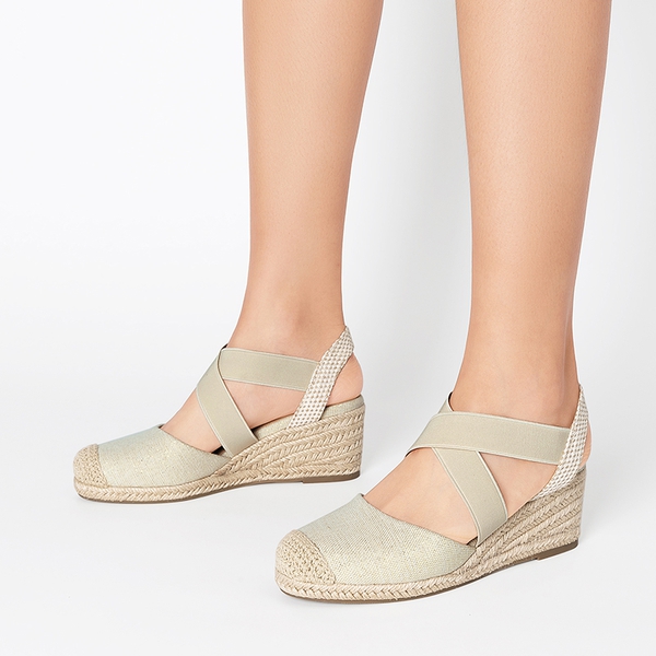 Slip-on Cushioned Wedge Sandals - BEIGE - 5