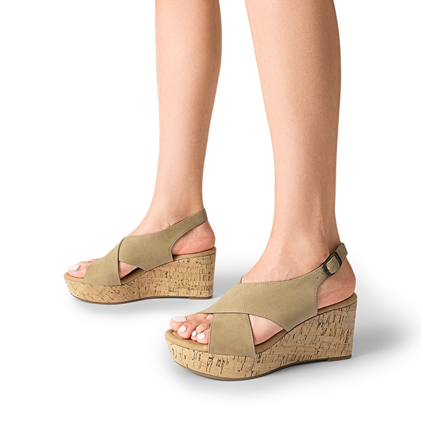 Arch Support Criss-cross Wedge Sandals - KHAKI - 5