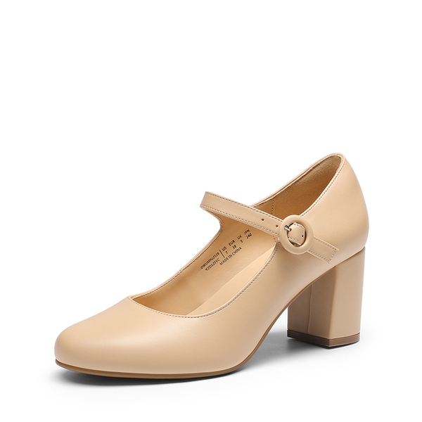 Vegan Leather Mary Jane Pumps - NUDE -  0