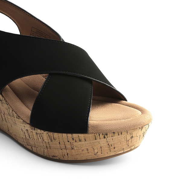 Arch Support Criss-cross Wedge Sandals - BLACK - 1