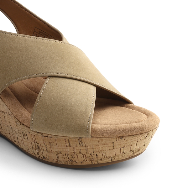 Arch Support Criss-cross Wedge Sandals - KHAKI - 1