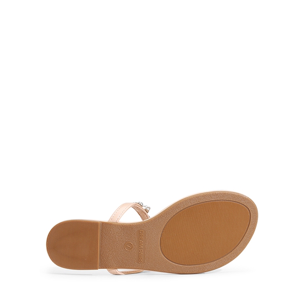 Women’s Rhinestone Thong Flip-Flop Sandals - NUDE - 3