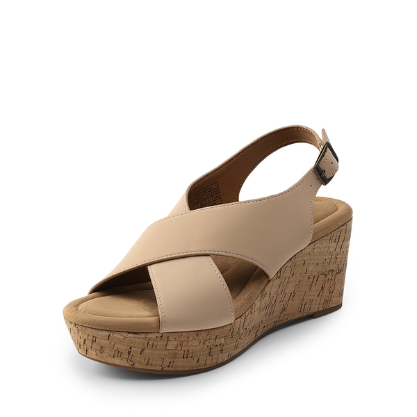 Arch Support Criss-cross Wedge Sandals - NUDE -  0