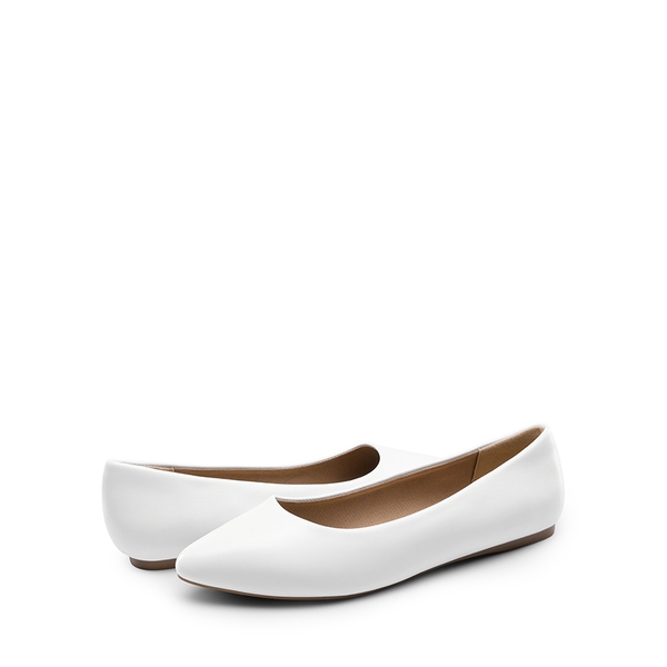 Wide-Toe Breathable Pointed Toe Casual Flats - WHITE - 7
