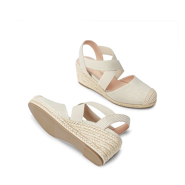 Slip-on Cushioned Wedge Sandals - BEIGE - 2