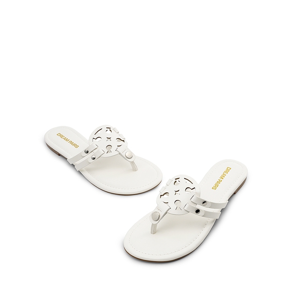Women’s Casual Strappy Flip-Flop Sandals - WHITE - 2