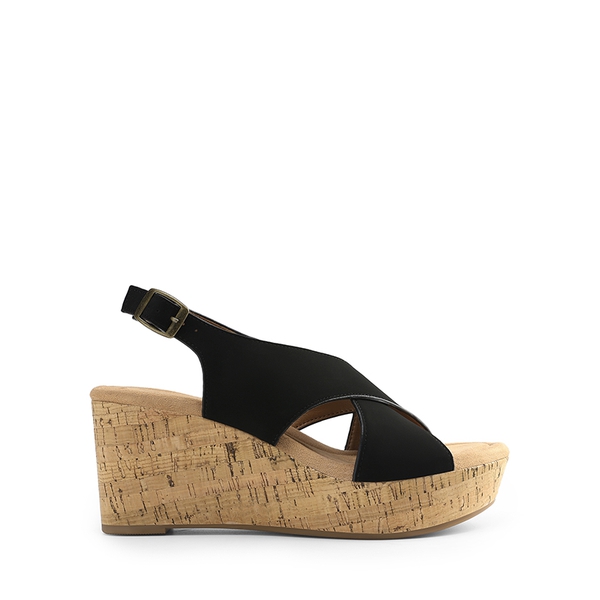 Arch Support Criss-cross Wedge Sandals - BLACK - 2