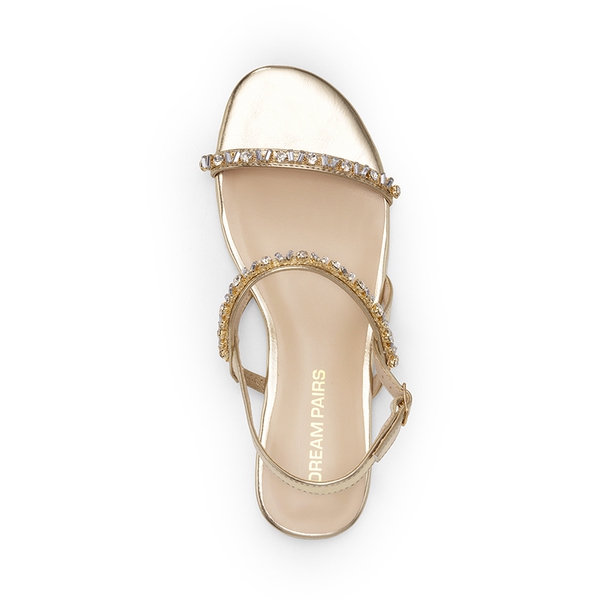Stylish Non-slip Rhinestone Flat Sandals - GOLD - 2