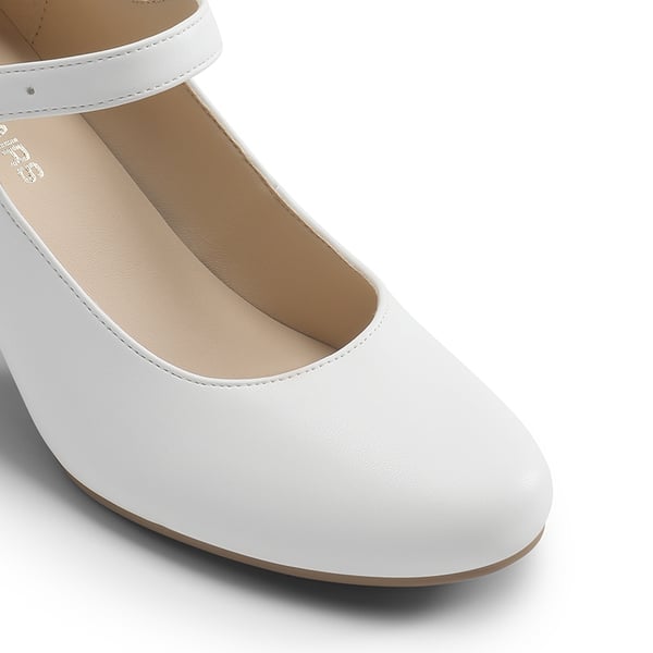 Vegan Leather Mary Jane Pumps - WHITE - 4
