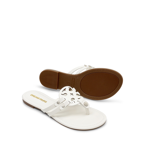 Women’s Casual Strappy Flip-Flop Sandals - WHITE - 4