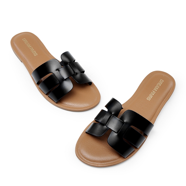 Women's Comfy Slip-On Slide Sandals - BLACK - 4