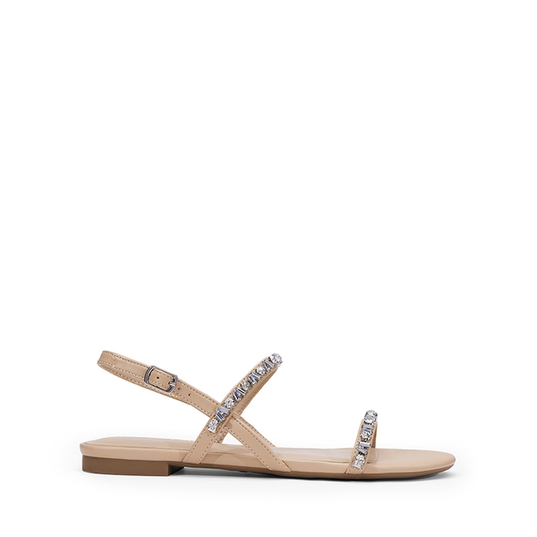 Women’s Rhinestone Flat Summer Sandals - NUDE - 1