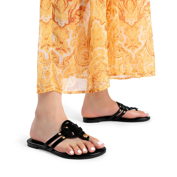 Women’s Casual Strappy Flip-Flop Sandals - BLACK - 6