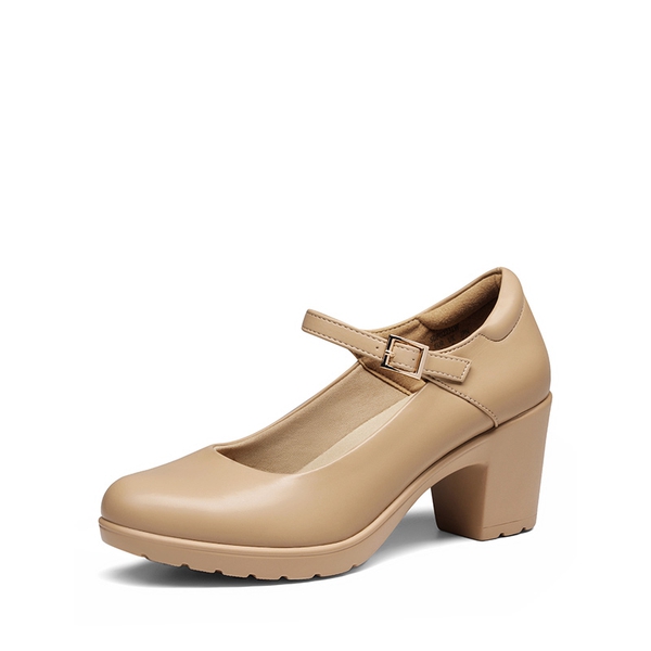 Wide-Toe Classic Mary Jane Pumps - NUDE -  0