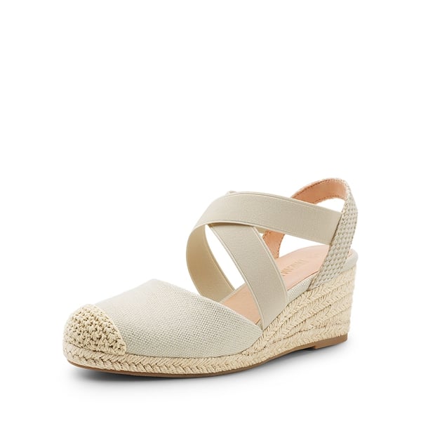 Slip-on Cushioned Wedge Sandals - BEIGE -  0