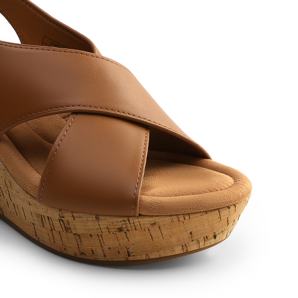 Arch Support Criss-cross Wedge Sandals - BROWN - 1