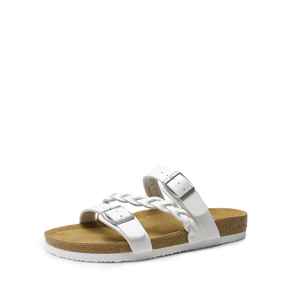 Slip-On Adjustable Straps Slide Sandals - WHITE -  0