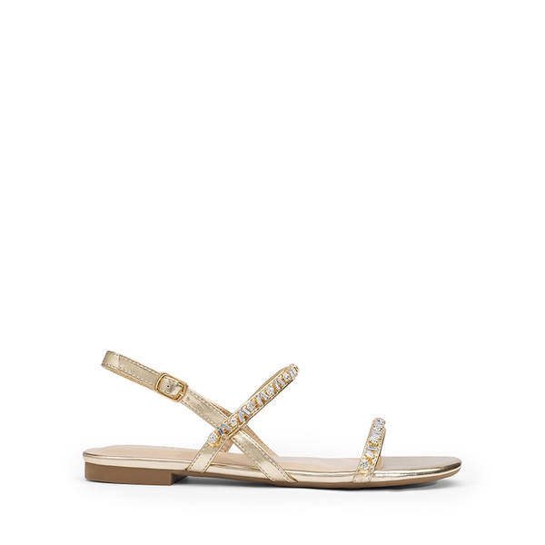 Stylish Non-slip Rhinestone Flat Sandals - GOLD - 1