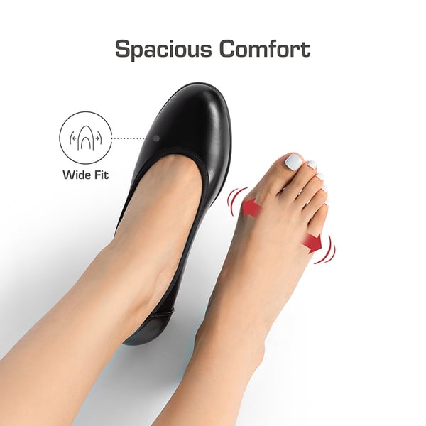 Wide-Toe Arch Support Block Heel Pumps - BLACK - 6