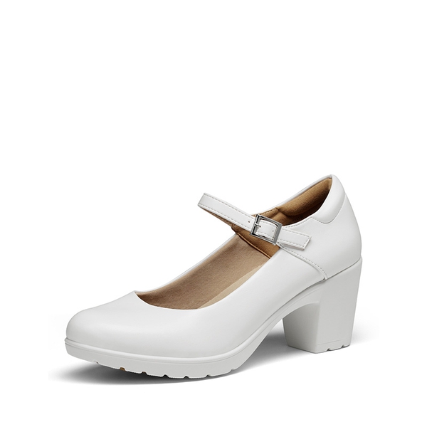 Wide-Toe Classic Mary Jane Pumps - WHITE -  0
