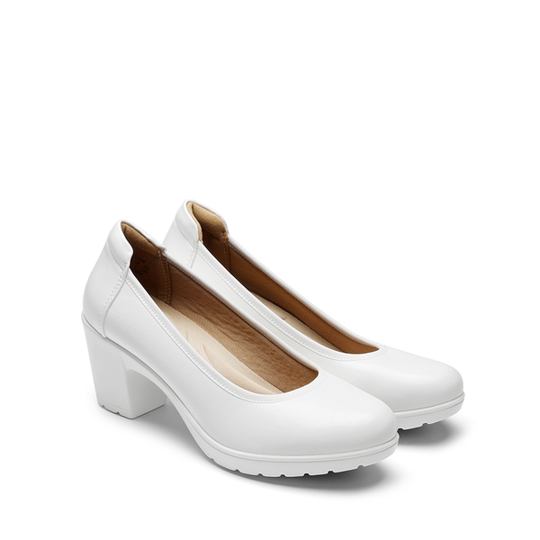 Ascenda Wide-Toe Arch Support Block Heel Pumps - WHITE - 2