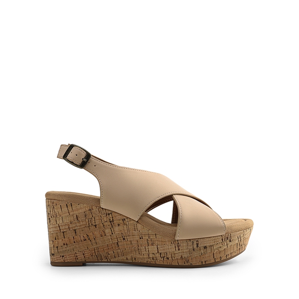 Arch Support Criss-cross Wedge Sandals - NUDE - 2