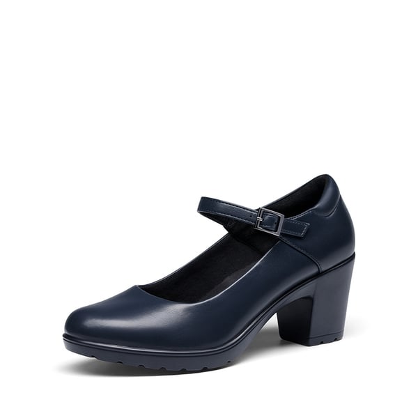 Wide-Toe Classic Mary Jane Pumps - NAVY BLUE -  0