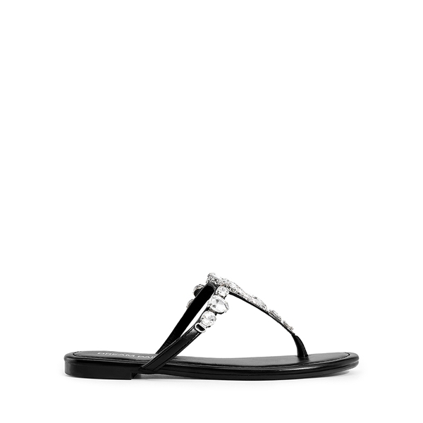 Women’s Rhinestone Thong Flip-Flop Sandals - BLACK - 2