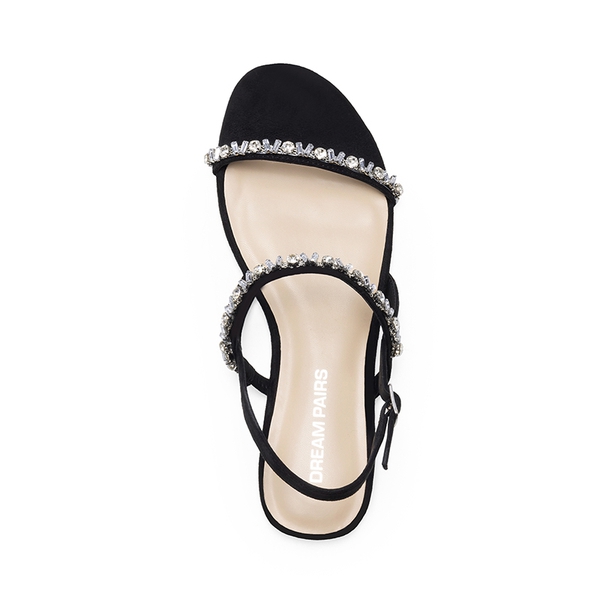 Women’s Rhinestone Flat Summer Sandals - BLACK - 2