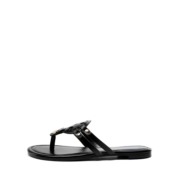 Women’s Casual Strappy Flip-Flop Sandals - BLACK - 1