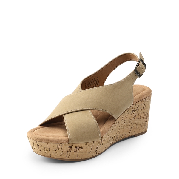 Arch Support Criss-cross Wedge Sandals - KHAKI -  0