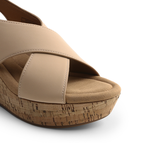 Arch Support Criss-cross Wedge Sandals - NUDE - 1