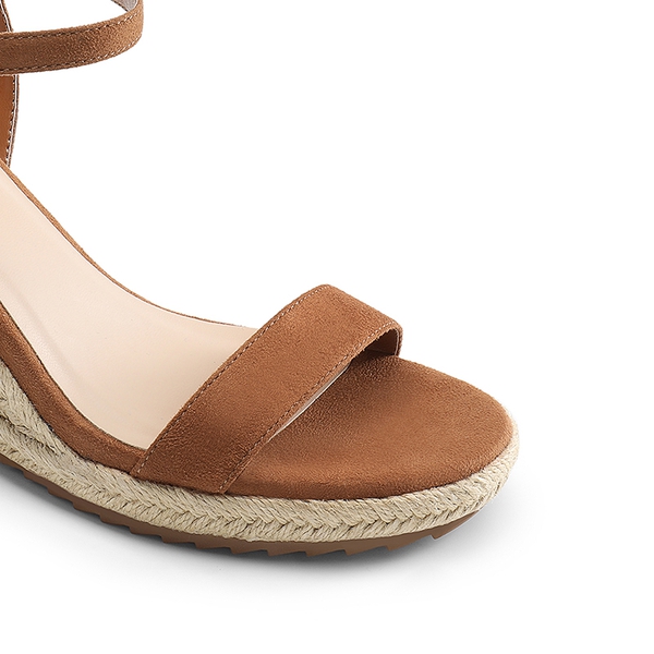 Round Toe Non-Slip Wedge Heels - BROWN - 2