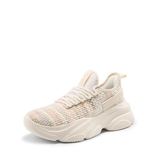Women's Lightweight Mesh Lining Knit Sneakers - BEIGE/RAINBOW -  0