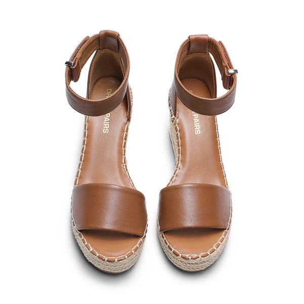 Adjustable Ankle Strap Espadrille Platform Sandals - BROWN - 3