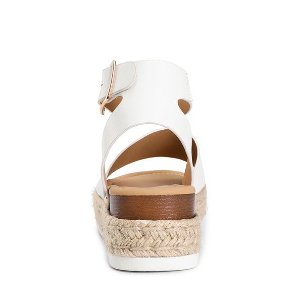 Wide-Toe Wedge Platform Espadrille Sandals - WHITE - 3