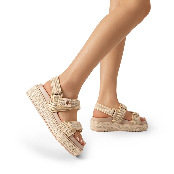 Comfort Arch Support Platform Casual Sandals - NATURAL - 7
