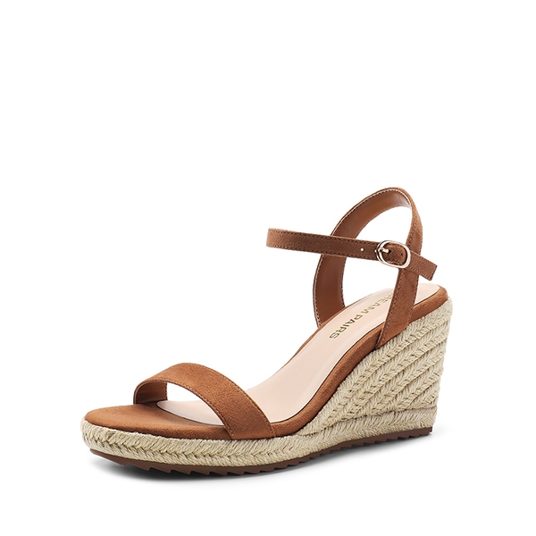 Round Toe Non-Slip Wedge Heels - BROWN -  0