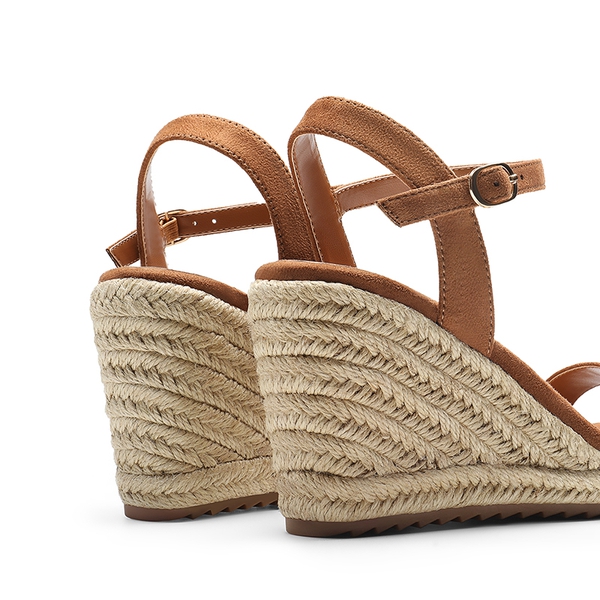 Round Toe Non-Slip Wedge Heels - BROWN - 3