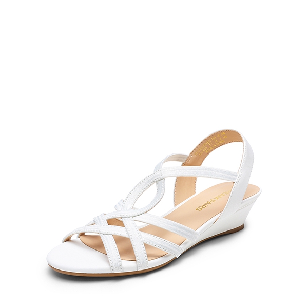Slip-On Chic Strappy Wedge Sandals - WHITE -  0