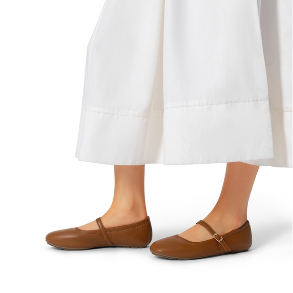 Women's Bendable Non-Slip Mary Jane Ballet Flats - BROWN - 7