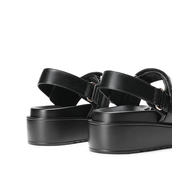 Comfort Arch Support Platform Casual Sandals - BLACK-PU - 5