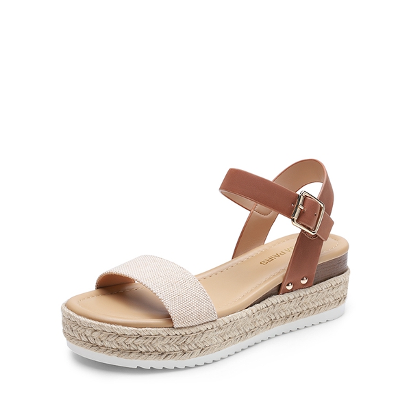 Buckle Jute Wedge Heel Sandals - BEIGE/TAN -  0