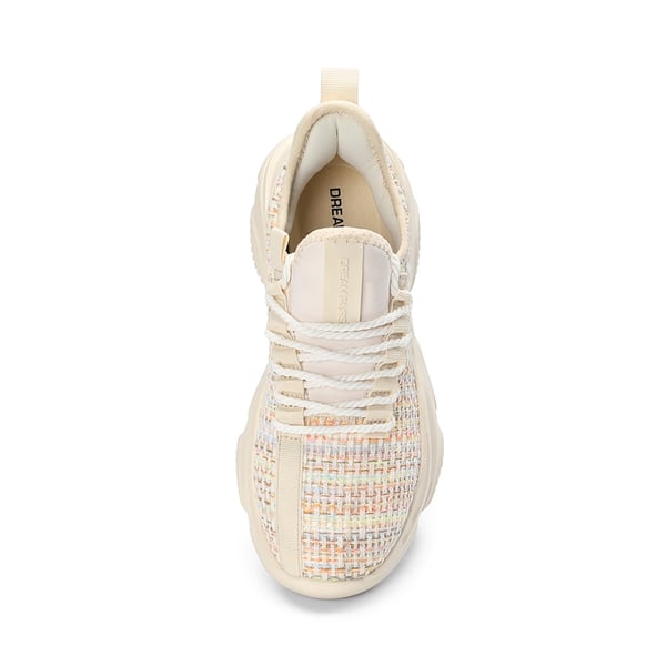 Women's Lightweight Mesh Lining Knit Sneakers - BEIGE/RAINBOW - 3