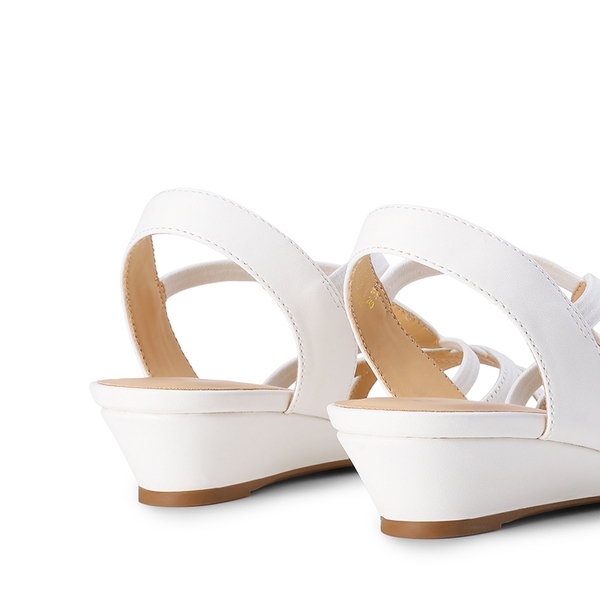 Slip-On Chic Strappy Wedge Sandals - WHITE - 2