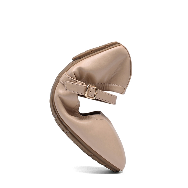 Women's Bendable Non-Slip Mary Jane Ballet Flats - NUDE - 3