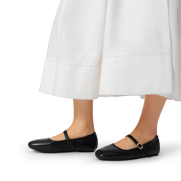 Women's Bendable Non-Slip Mary Jane Ballet Flats - BLACK - 7