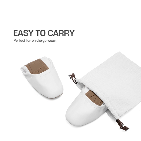 Women's Bendable Non-Slip Mary Jane Ballet Flats - WHITE - 4