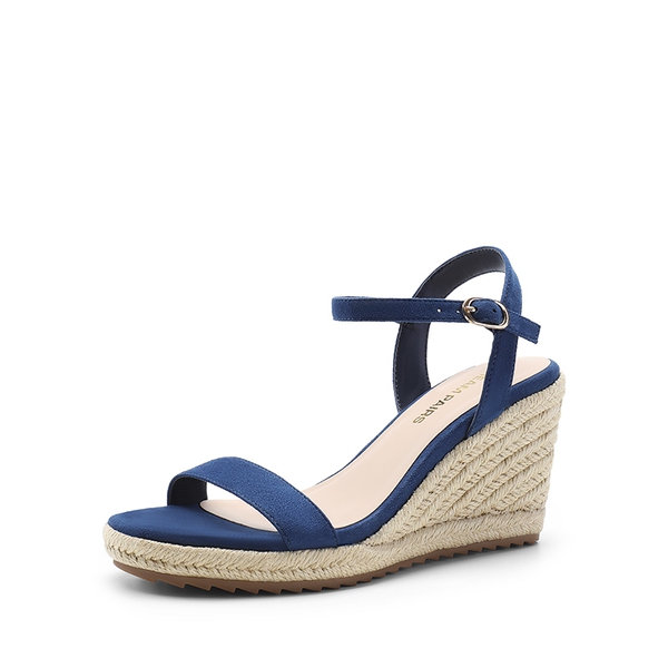 Round Toe Non-Slip Wedge Heels - NAVY -  0