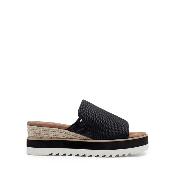 Lightweight Canvas Upper Wedge Sandals - BLACK - 1
